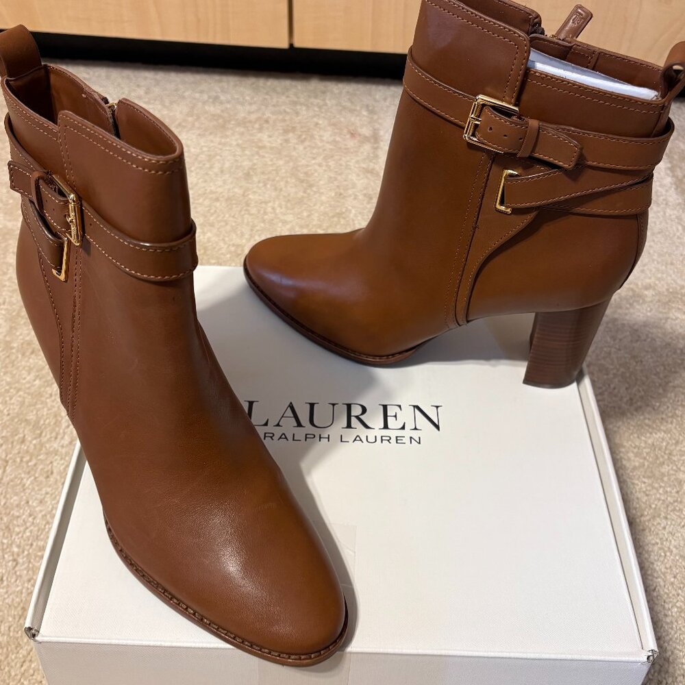 Ralph Lauren Madisyn Women's Leather Buckle Strap Booties 11